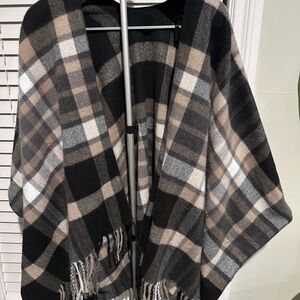 Plaid Fringe Shawl